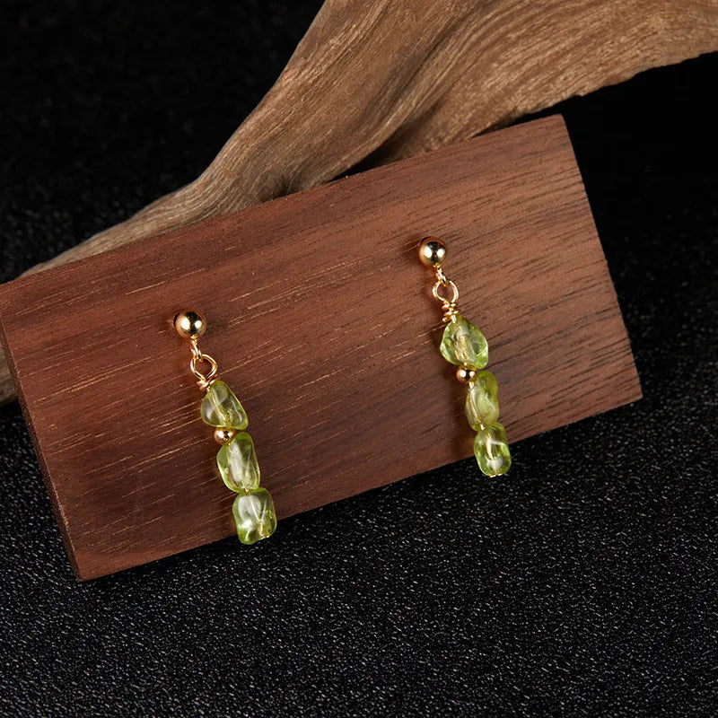 Peridot Earrings "Solar Elegance" Gold-Plated Silver