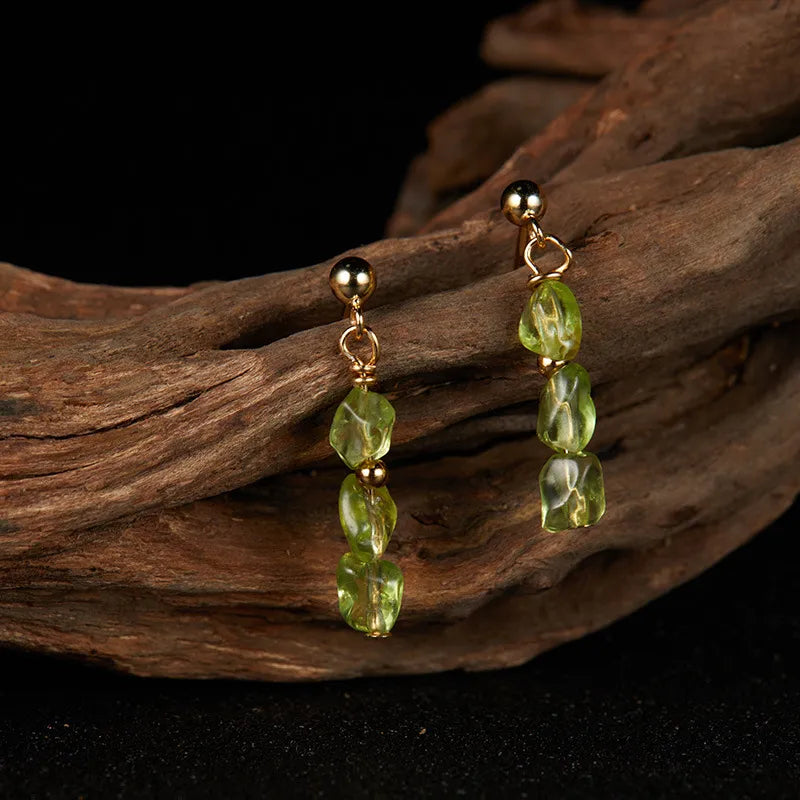 Peridot Earrings "Solar Elegance" Gold-Plated Silver