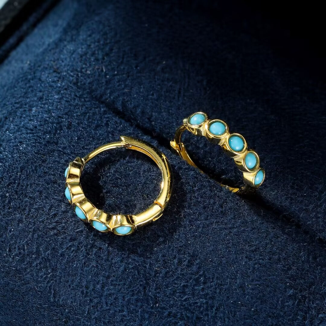 Ohrringe Türkis “Blaue Magie” Vergoldet Silber