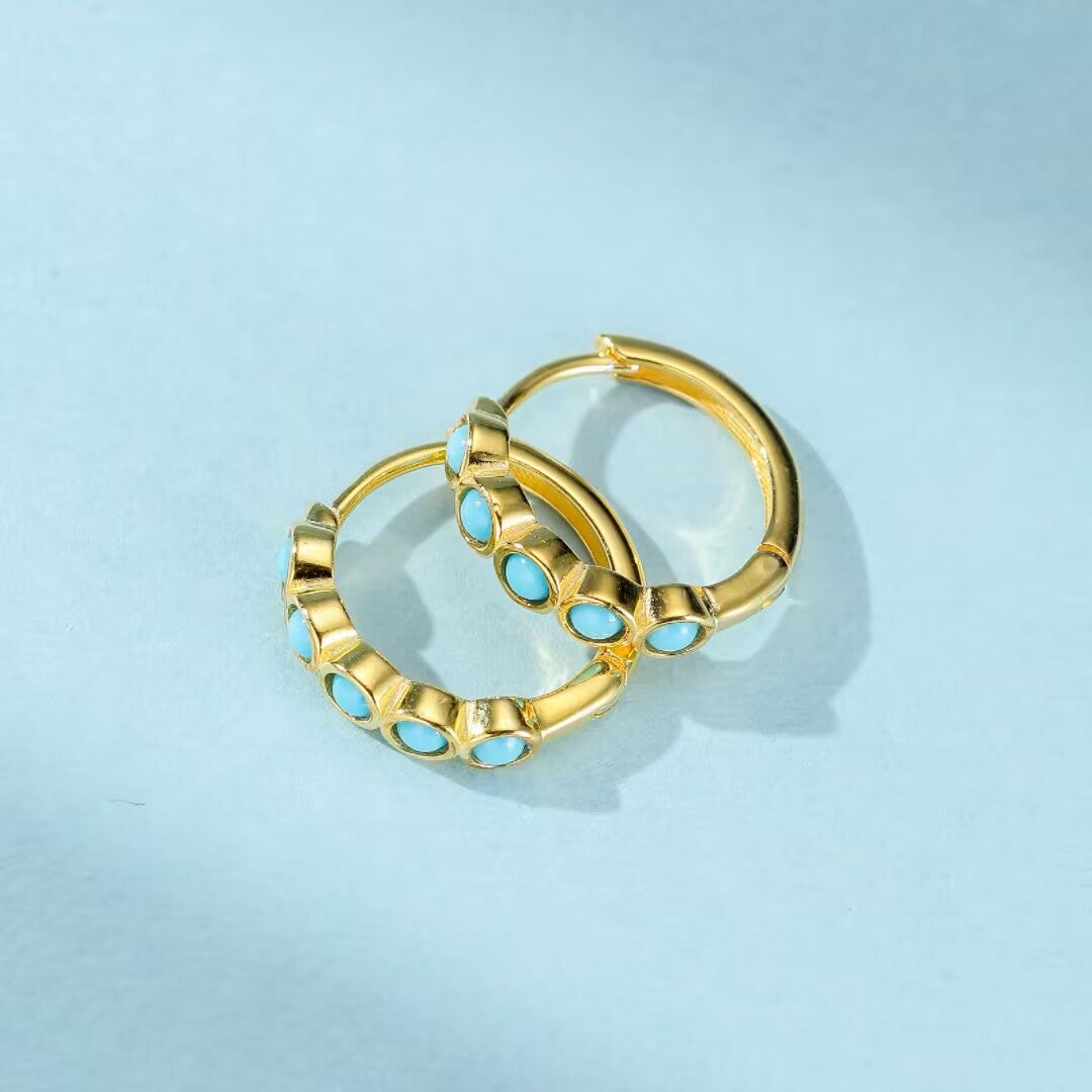 Ohrringe Türkis “Blaue Magie” Vergoldet Silber