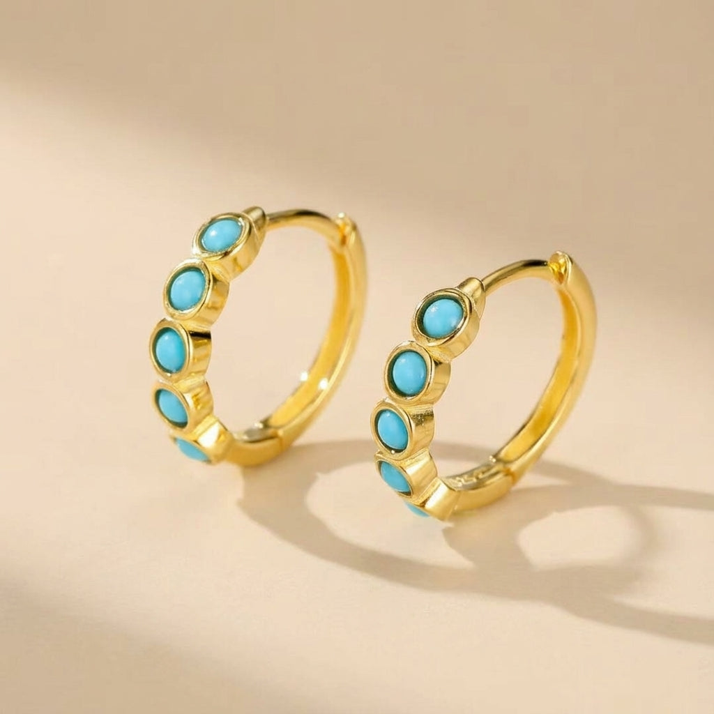 Boucles d’Oreilles Turquoise “Magie Bleue” Argent Doré Or