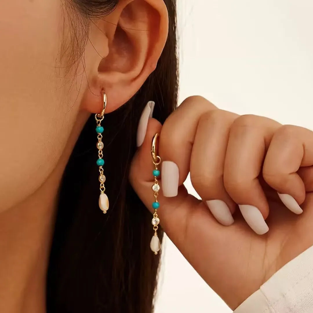 Boucles d'Oreilles Turquoise "Vent Doux" Argent