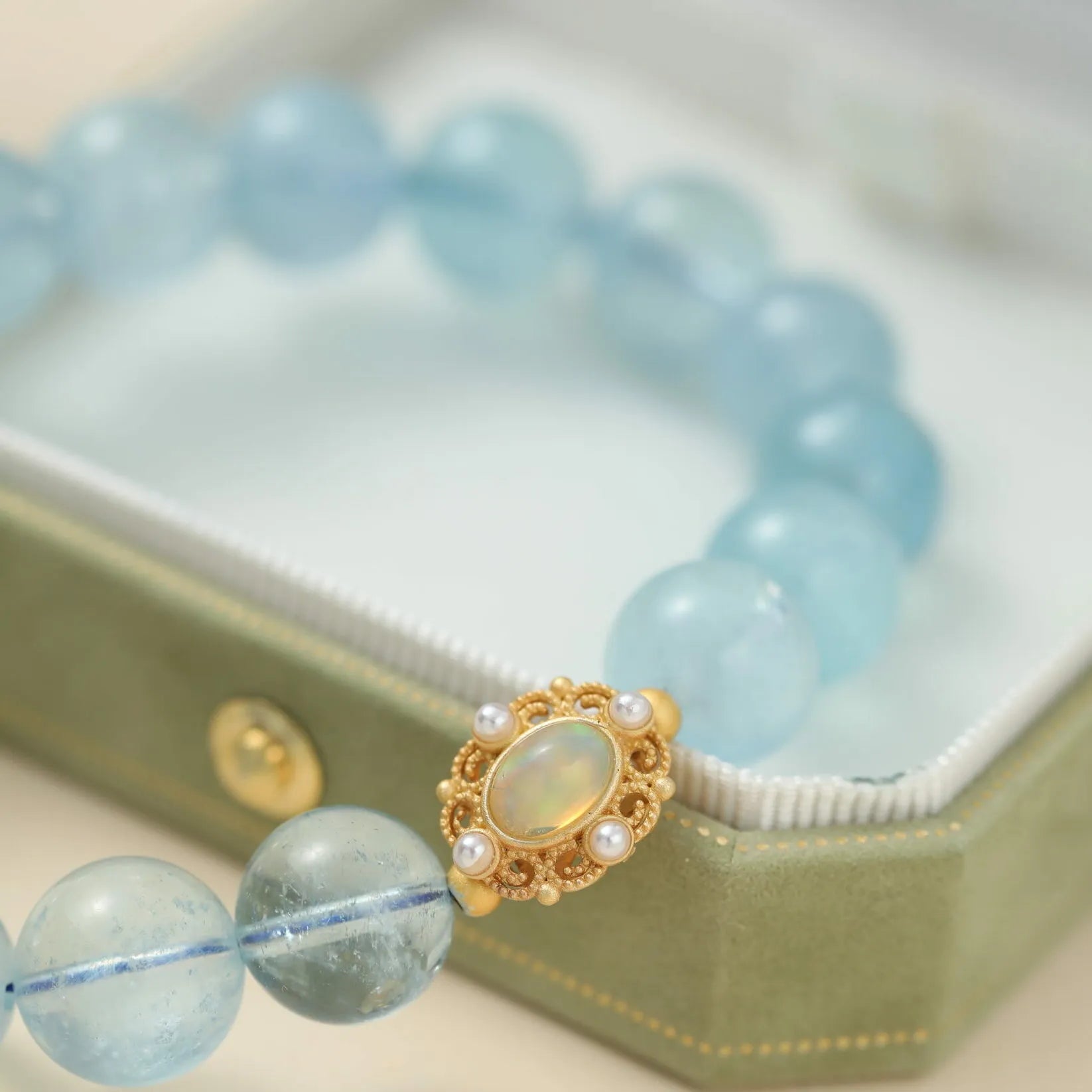 Armband Aquamarin "Charme Renardeau" Silber Vergoldet Gold