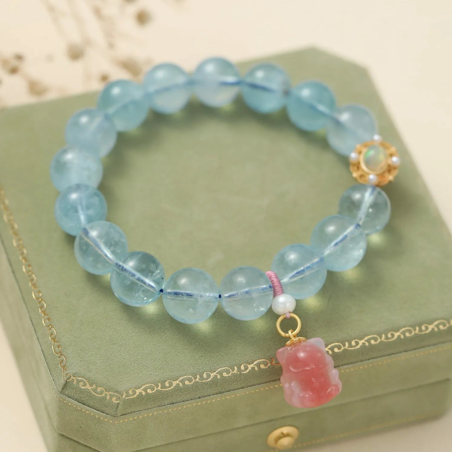 Armband Aquamarin "Charme Renardeau" Silber Vergoldet Gold