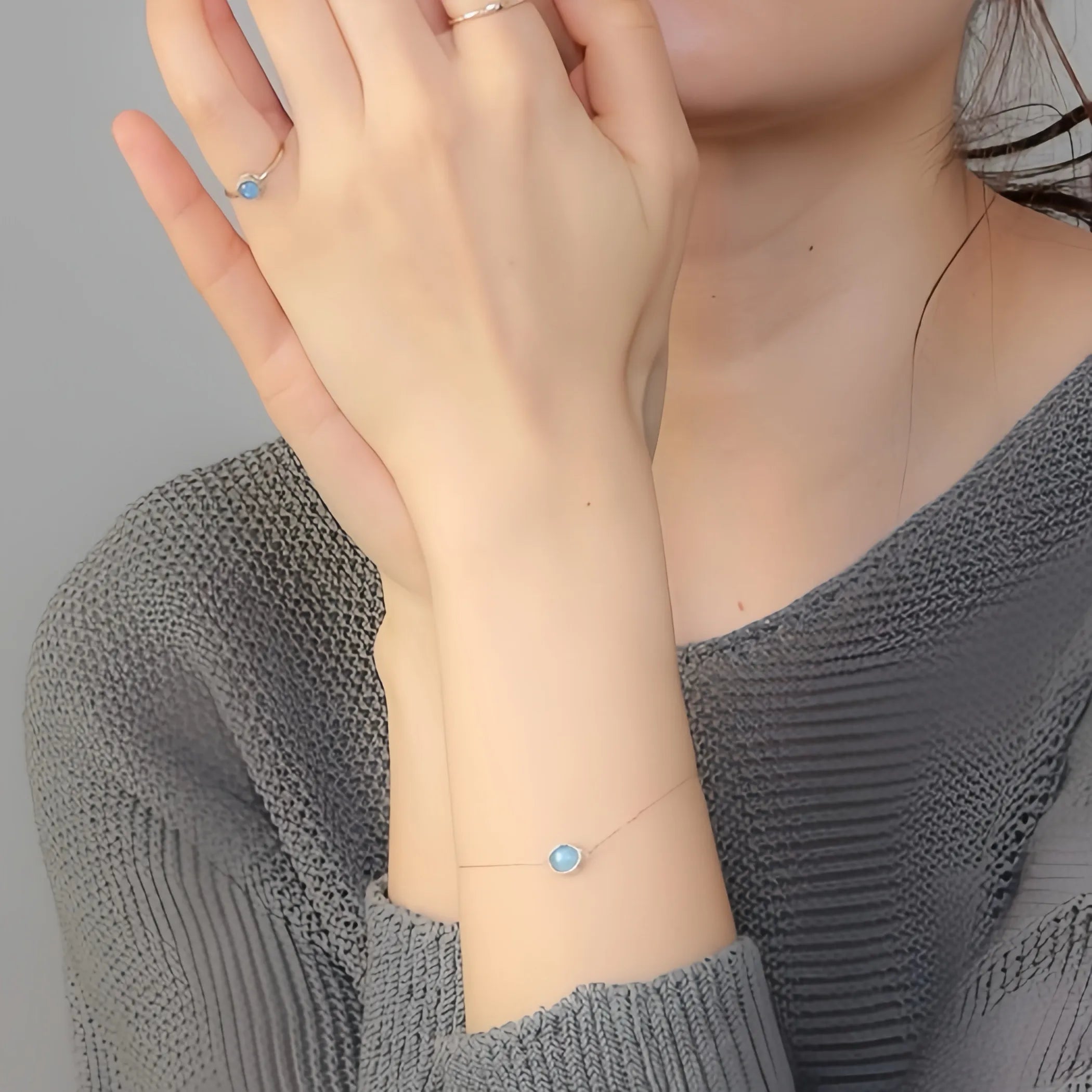 Aquamarin- oder Labradorit-Armband "Maritimer Charme" vergoldet Silber