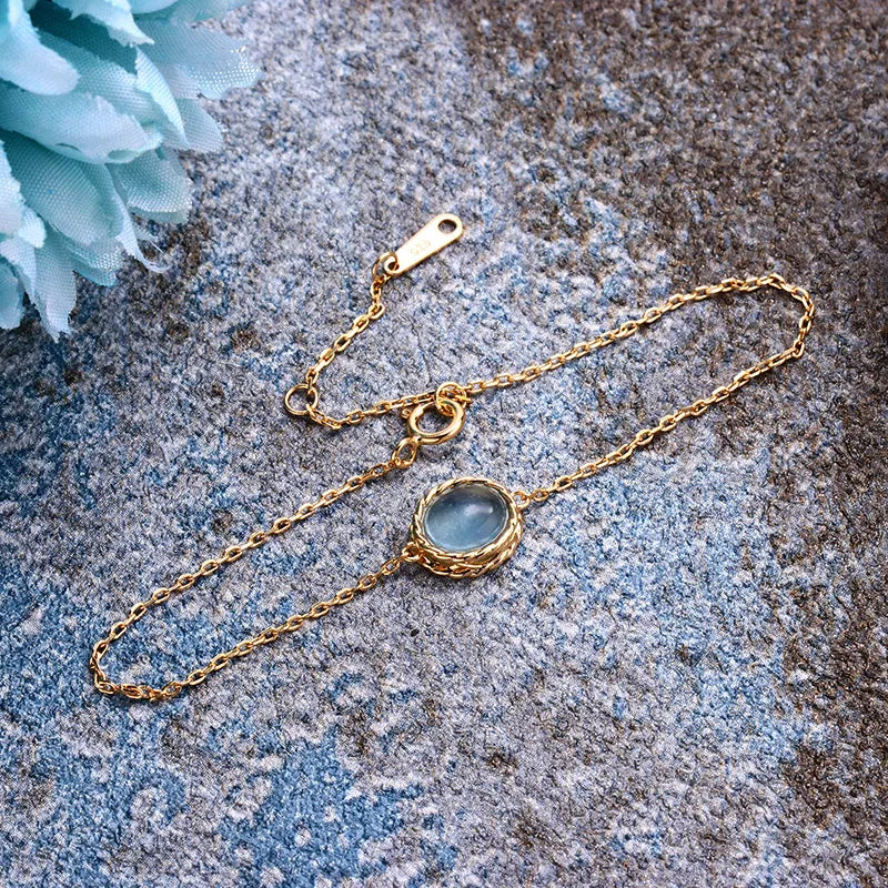 Aquamarin- oder Labradorit-Armband "Maritimer Charme" vergoldet Silber