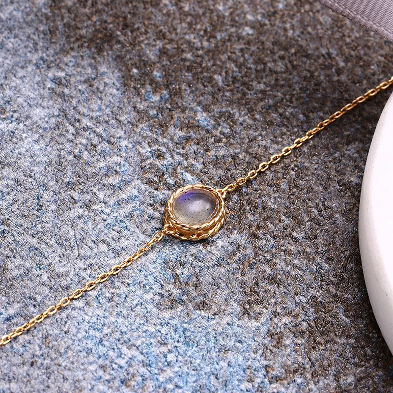 Aquamarin- oder Labradorit-Armband "Maritimer Charme" vergoldet Silber