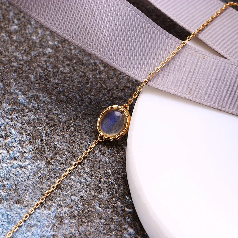 Aquamarin- oder Labradorit-Armband "Maritimer Charme" vergoldet Silber