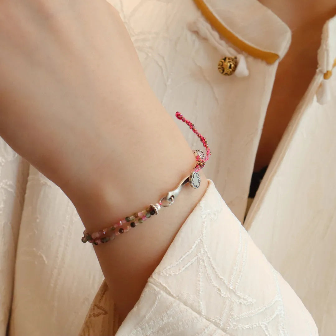 Amazonit- oder Turmalinarmband "Beruhigende Wolke" Silber