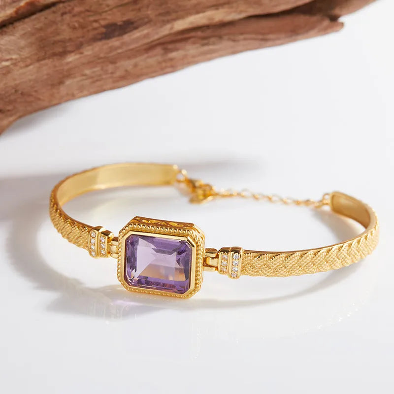 Armband Amethyst "Charme Gem" Silber Vergoldet
