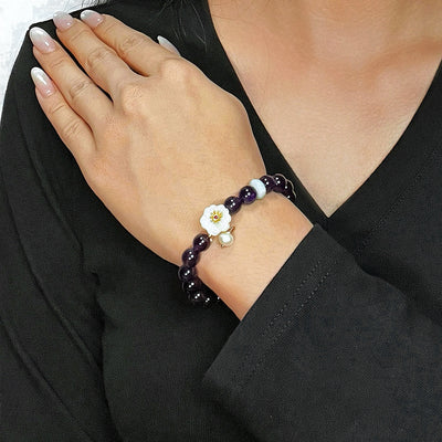 Amethyst Jade and Pearl Bracelet "Flower of Harmony"