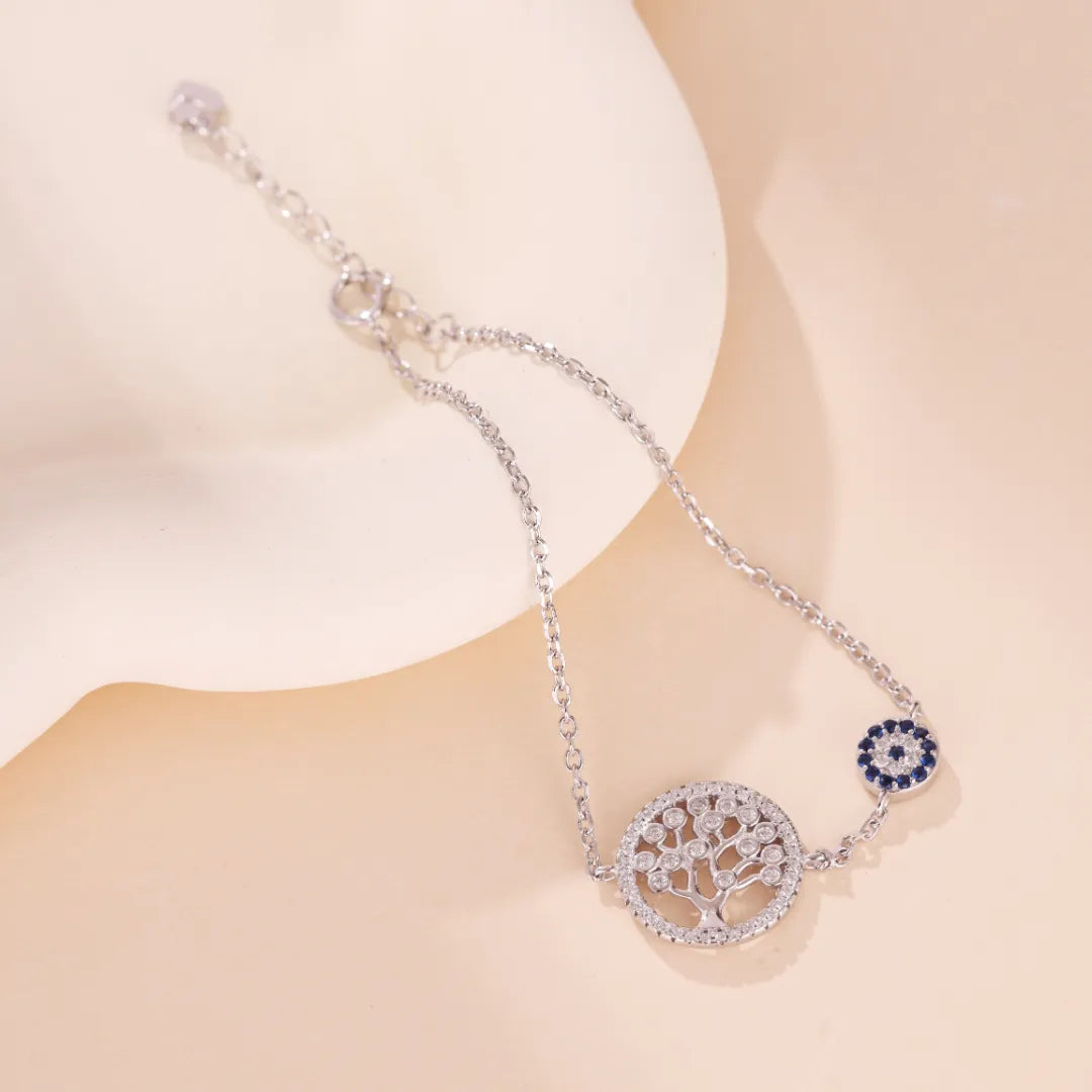 Armband Lebensbaum und Böses Auge "Schutzbaum" Silber