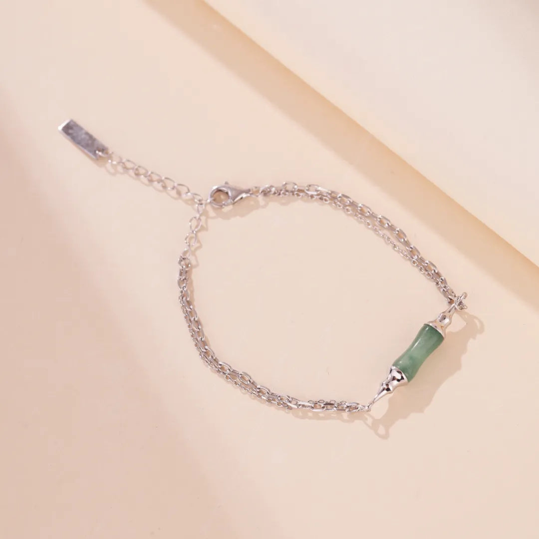 Armband Aventurin Bambus "Grün Harmonie" Silber