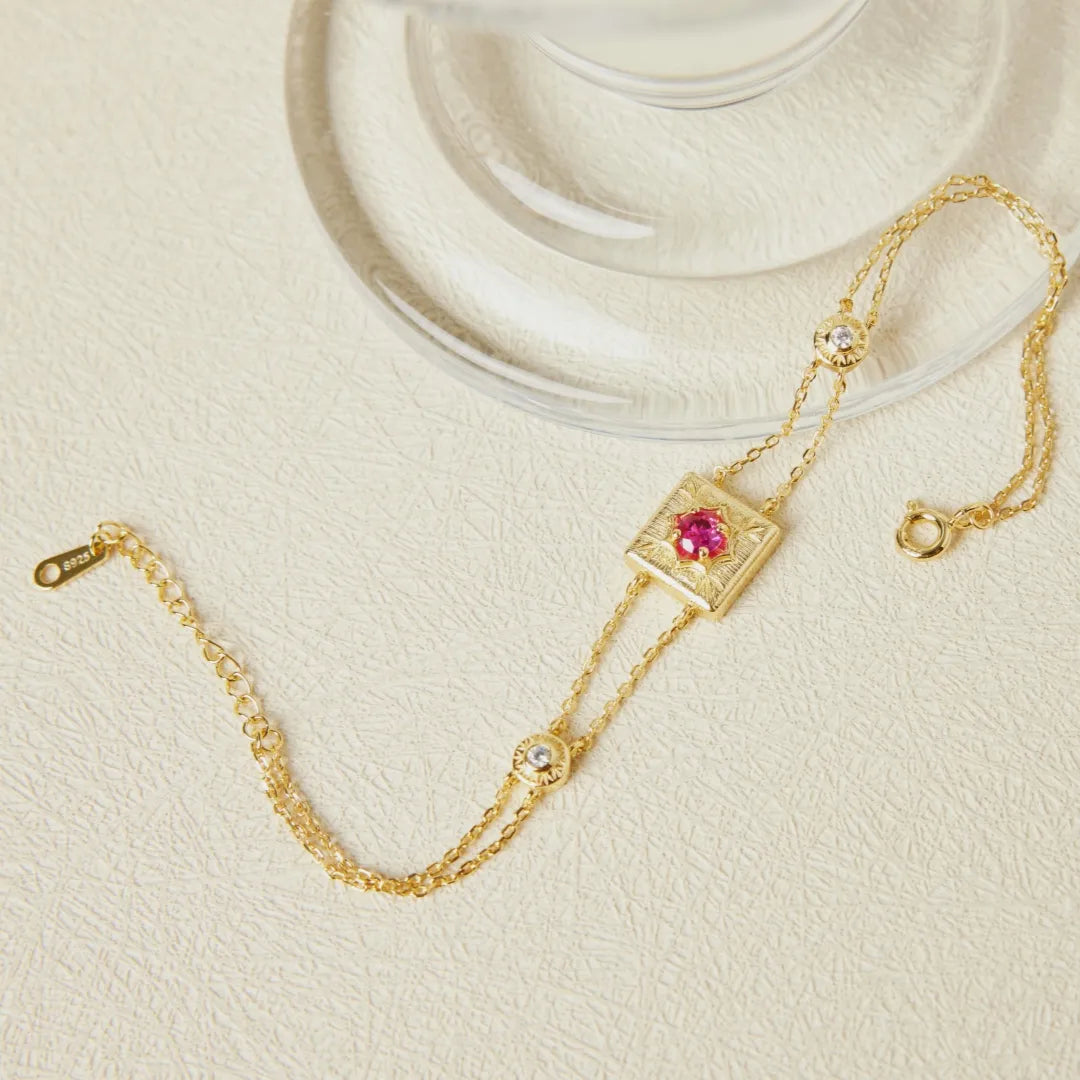 Armband Karneol "Fröhliches Leben" Goldplattiert Silber