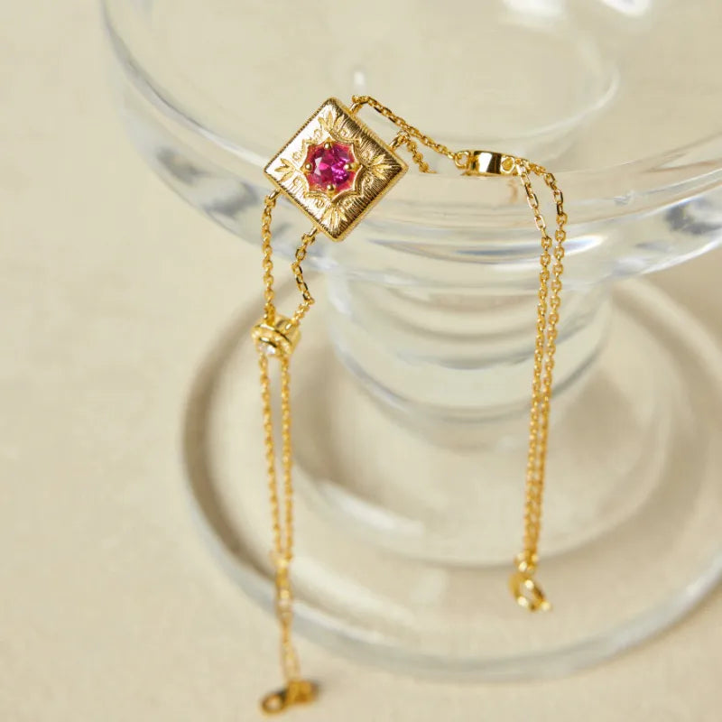 Armband Karneol "Fröhliches Leben" Goldplattiert Silber