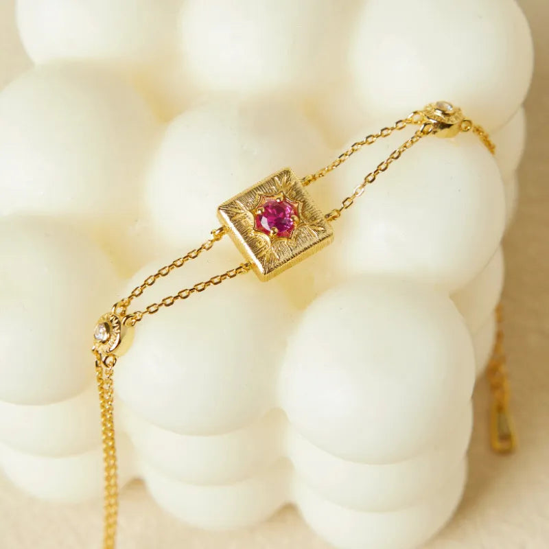 Armband Karneol "Fröhliches Leben" Goldplattiert Silber