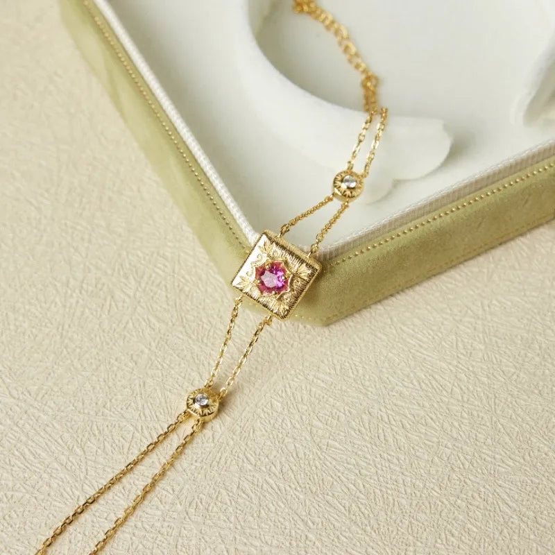 Armband Karneol "Fröhliches Leben" Goldplattiert Silber