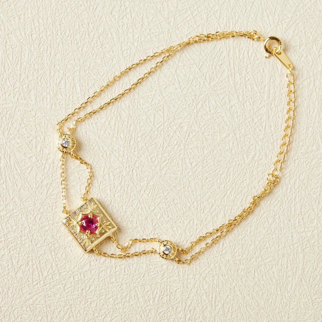 Carnelian Bracelet "Joyful Life" Gold-Plated Silver