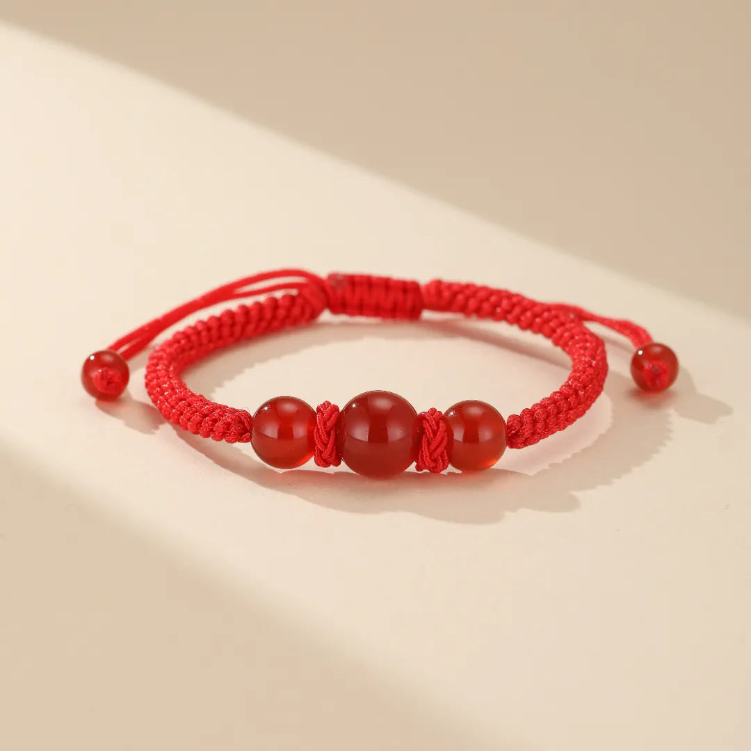 Couple Bracelet Red Thread Agate and Obsidian "Thread of Eternity"