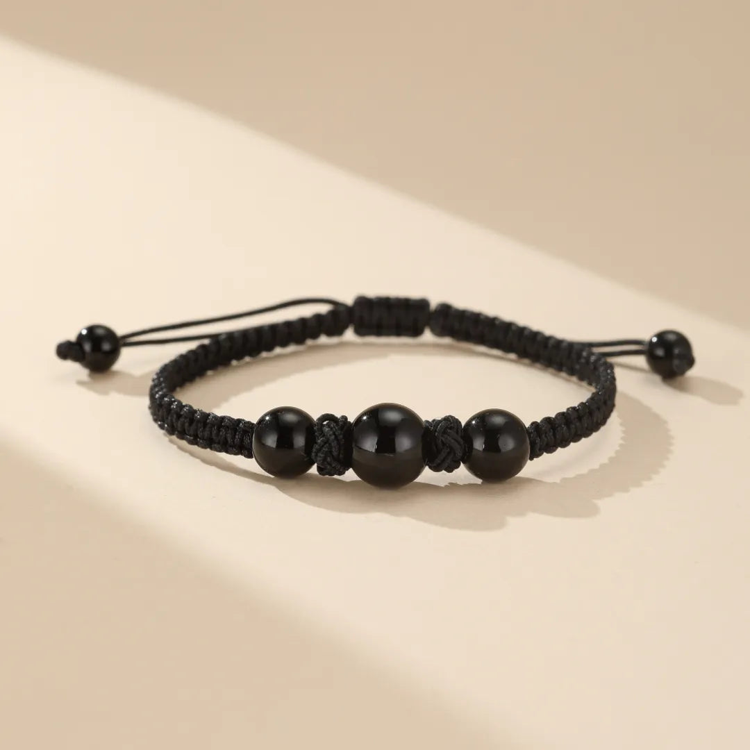 Couple Bracelet Red Thread Agate and Obsidian "Thread of Eternity"