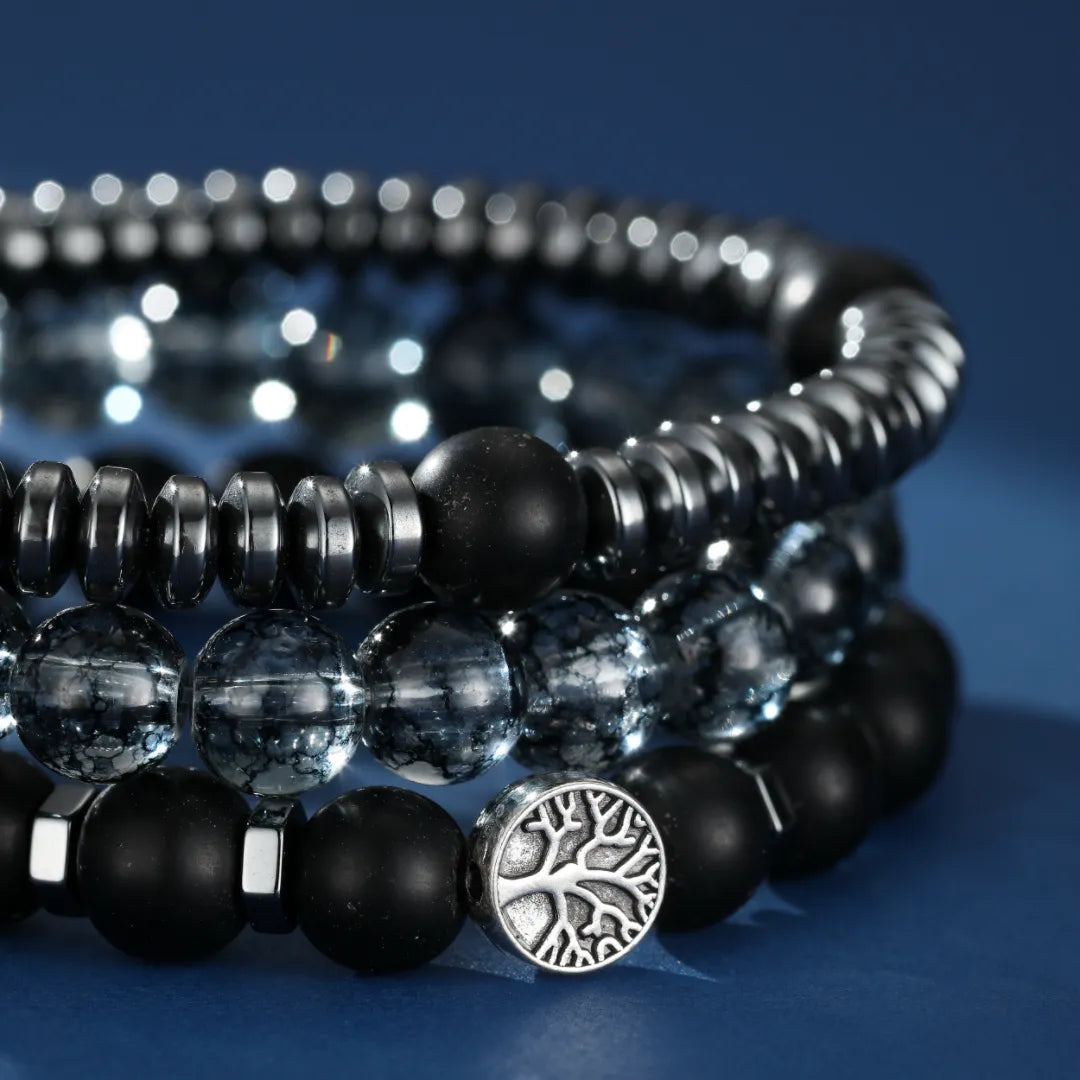 Bracelet Homme Hématite et Obsidienne "Force Racine"