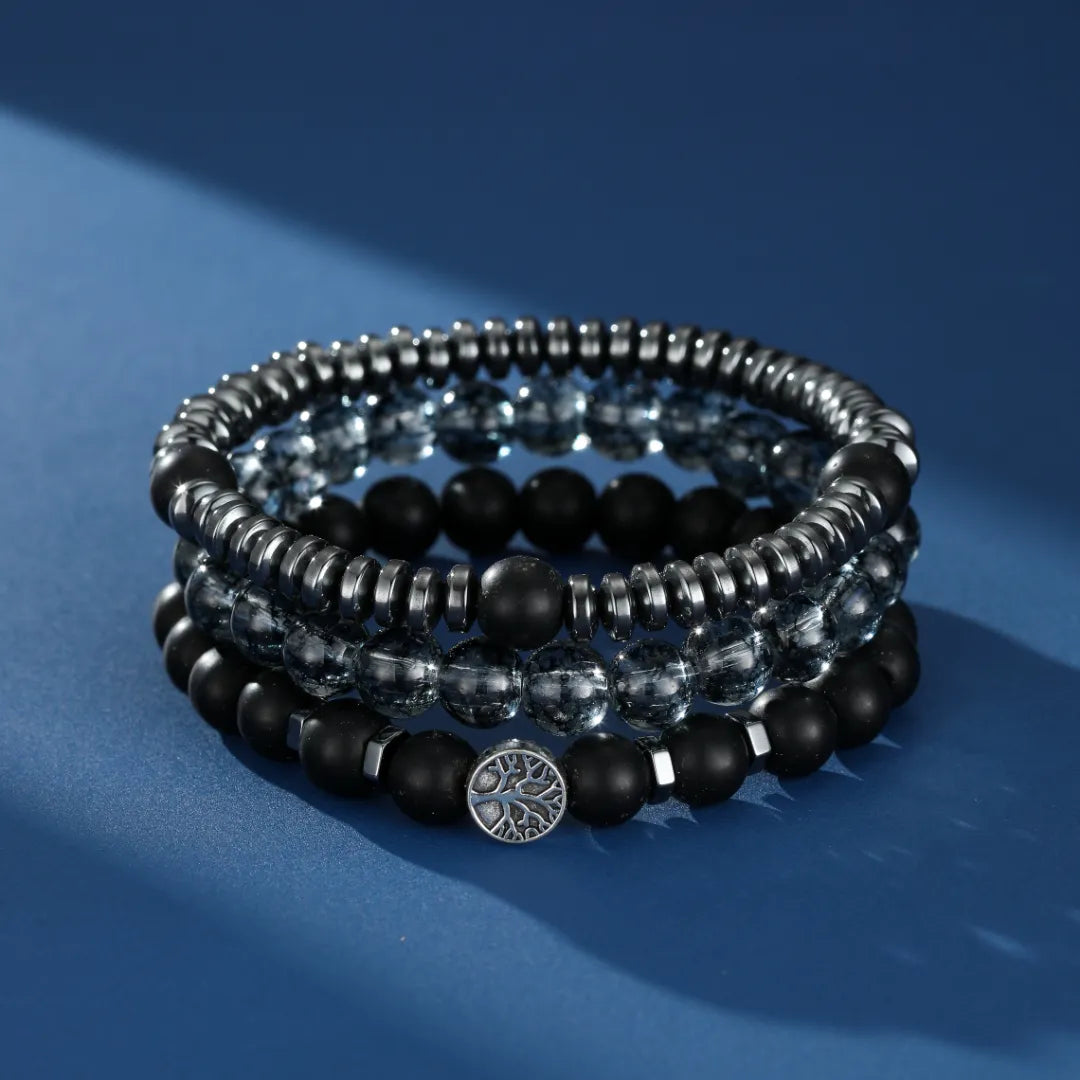 Bracelet Homme Hématite et Obsidienne "Force Racine"