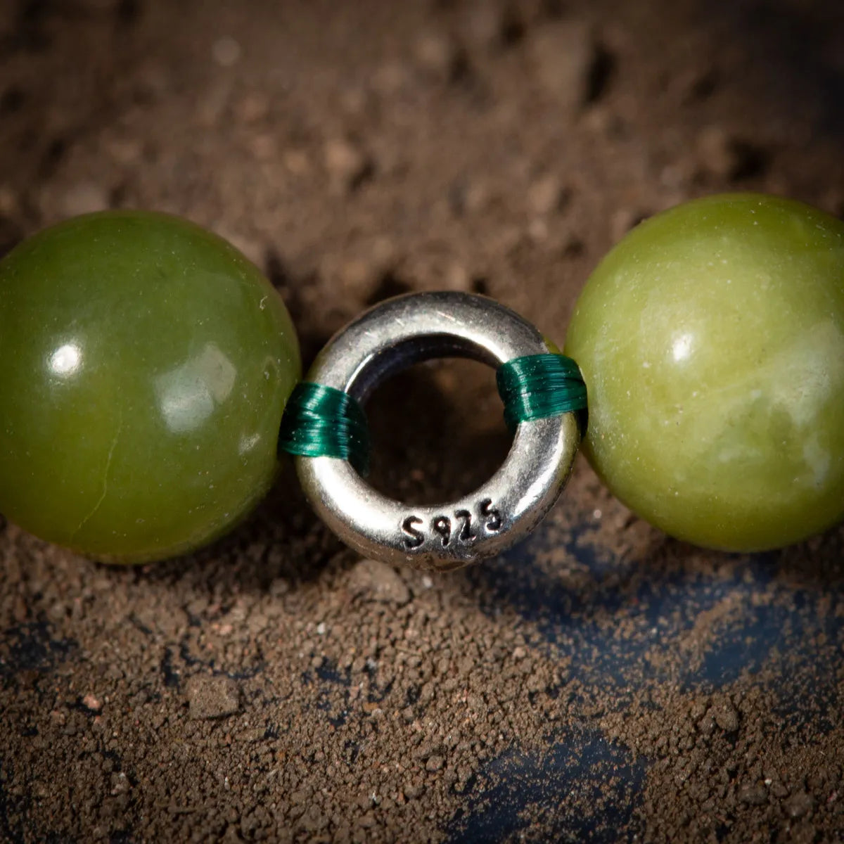 Men's Jade Bracelet "Green Force" Silver