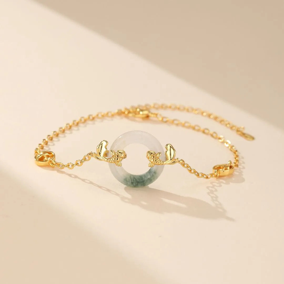Jade Armband Koi Karpe "Marine Schönheit" Vergoldet