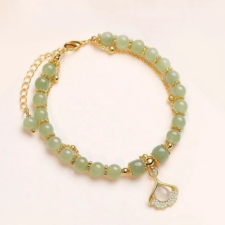 Pulsera Jade Ginkgo "Ginkgo Elegante" Plata Dorada Oro