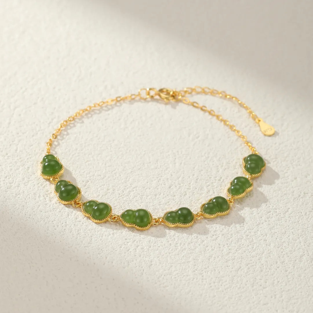 Jadearmband “Ewige Flasche” Goldsilber