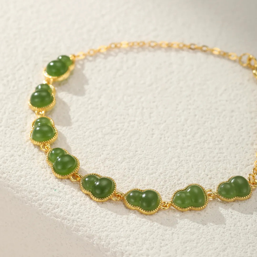 Jadearmband “Ewige Flasche” Goldsilber