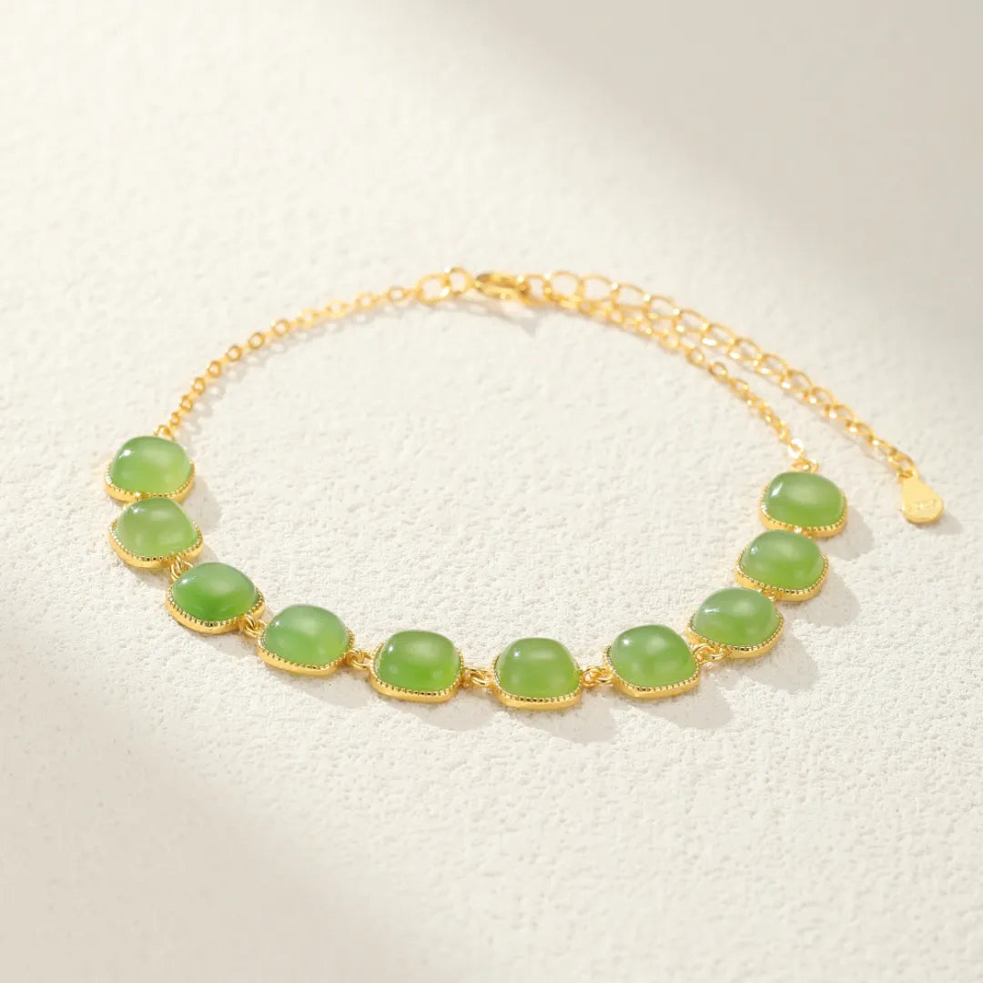 Pulsera Jade “Perla Luminoso” Plata Dorada Oro