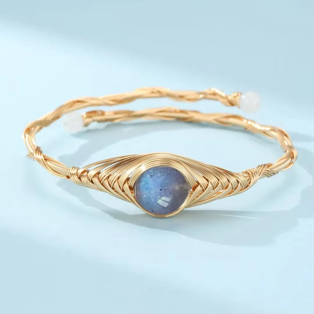 Armband Labradorit "Hellsehen" Vergoldet