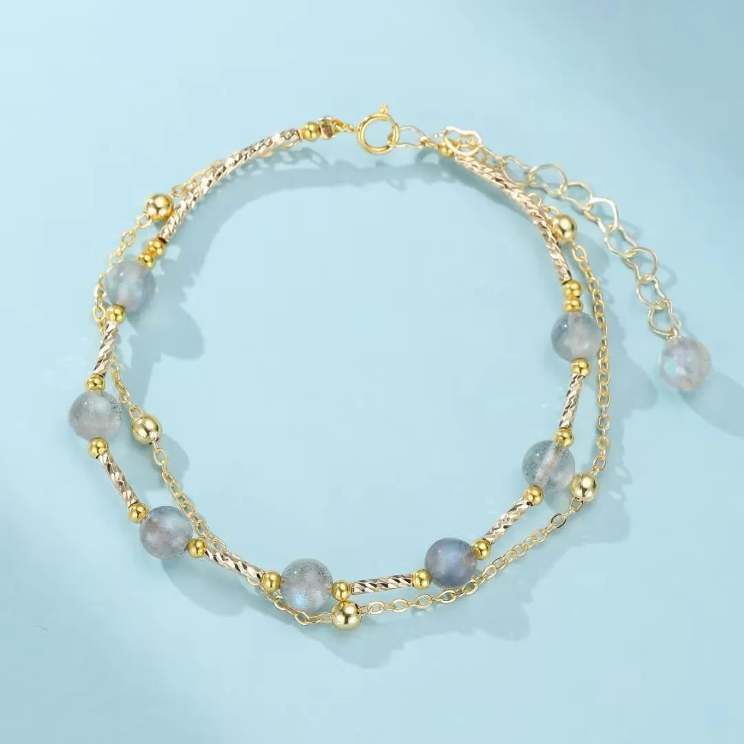 Armband Labradorit "Mondlicht" Vergoldet