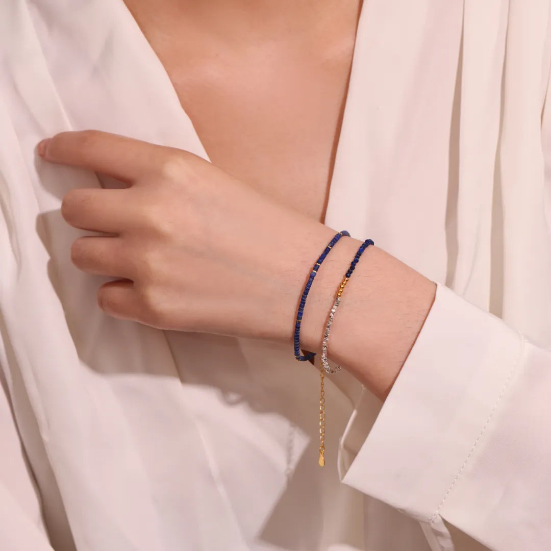 Armband Lapis Lazuli "Nuit Boréale" Silber