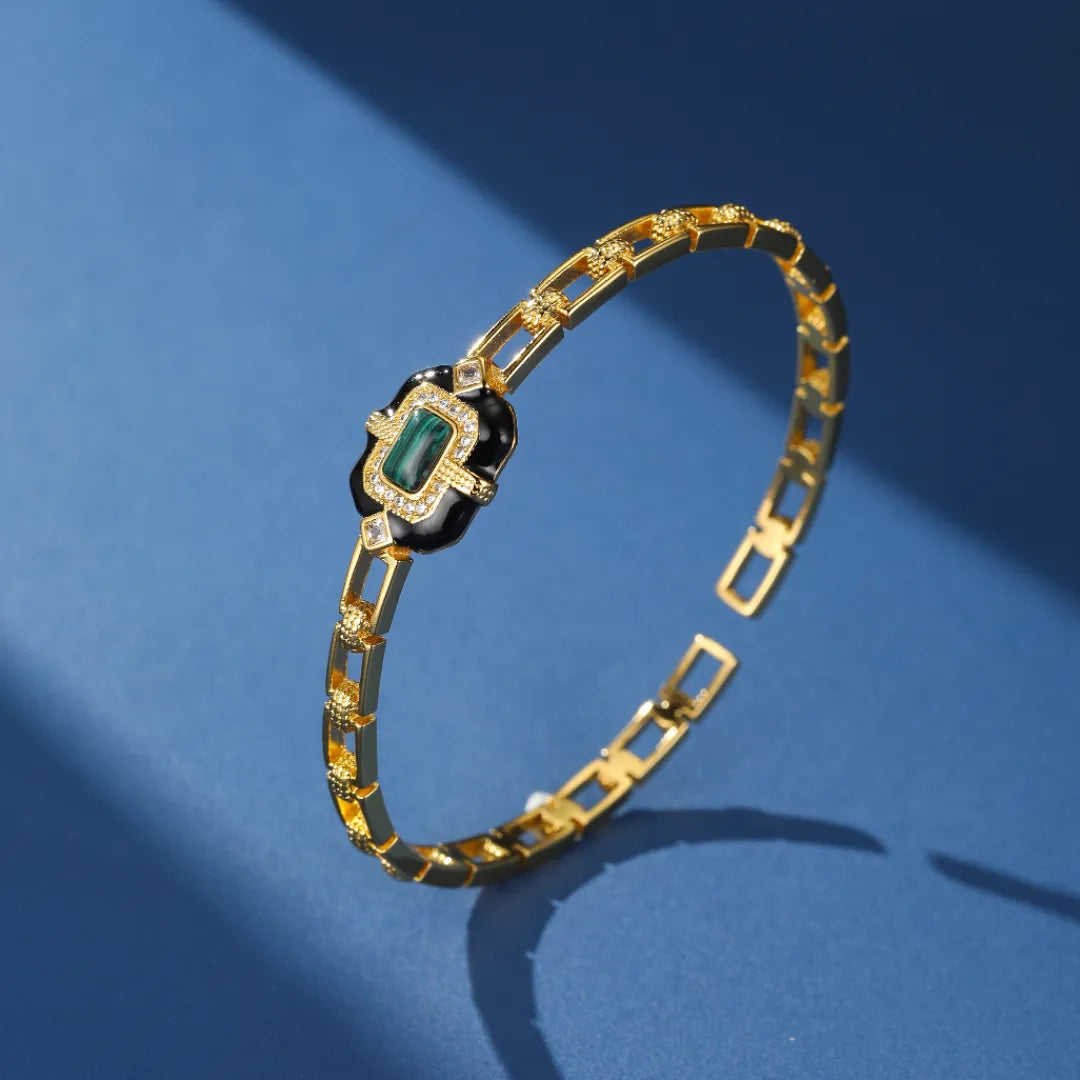 Malachitarmband "Aurore Nocturne" Vergoldet Gold