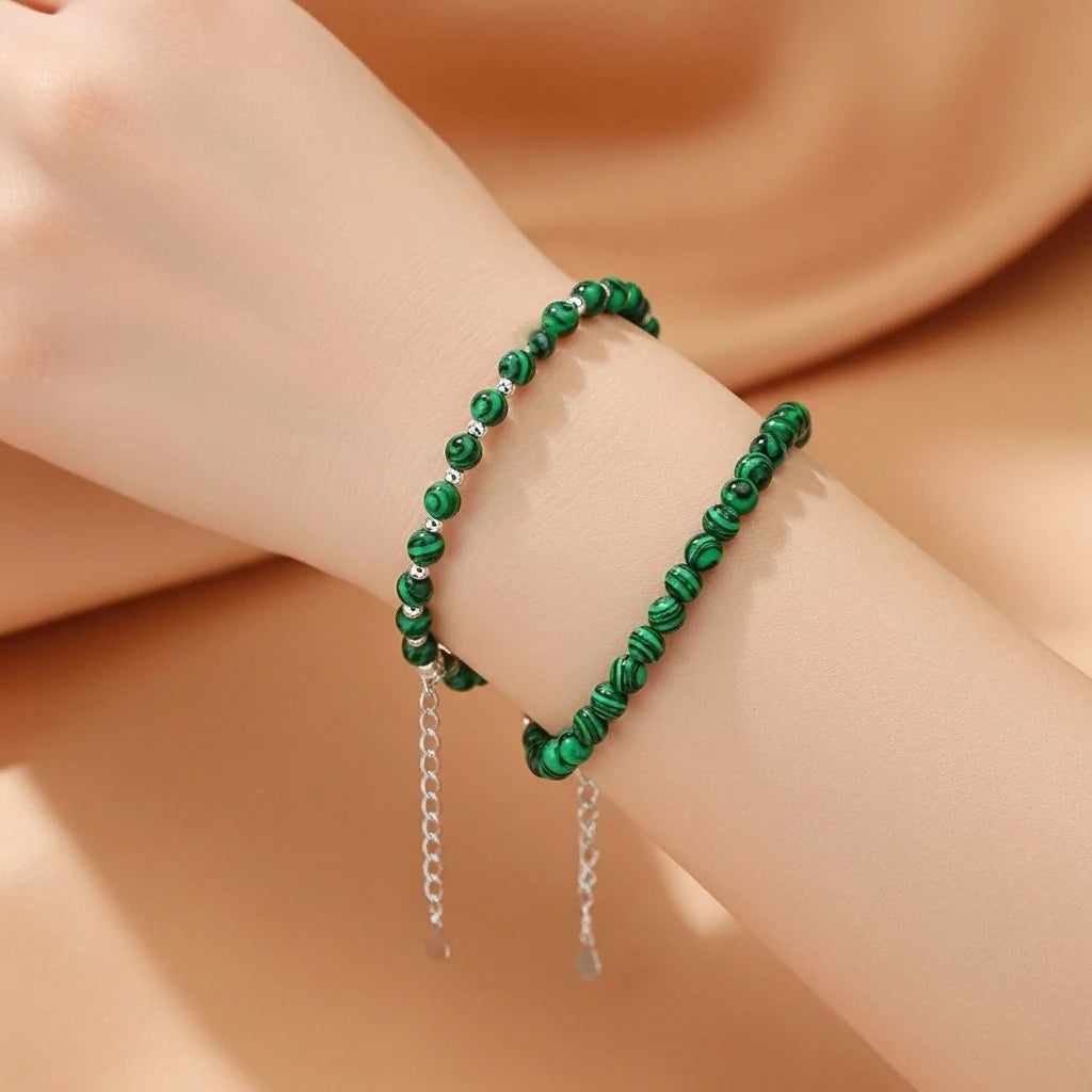 Bracelet Malachite "Veines d'Harmonie" Argent