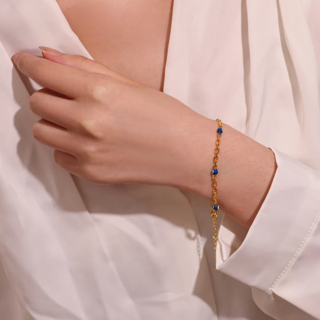 Armband Böses Auge "Goldener Schild" Silber