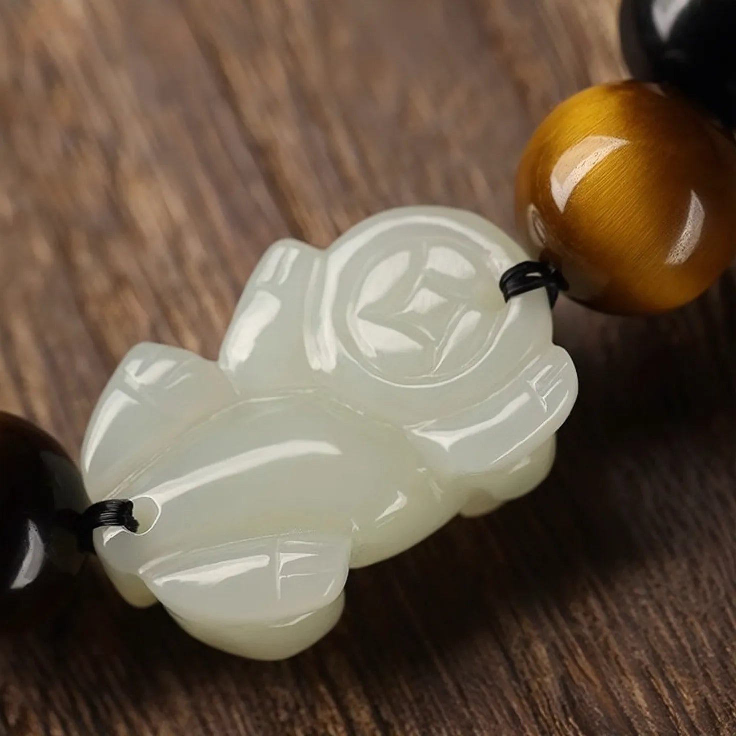 Armband Pi Xiu Obsidian und Jade "Energie Schild"