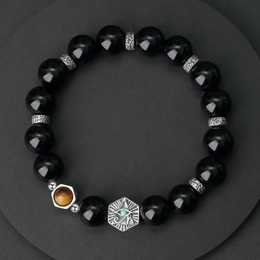 Obsidian Bracelet "Strength and Serenity" Silver