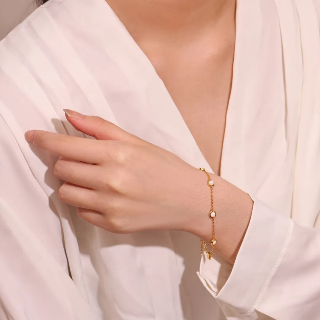 Armband Opal Weiß "Reiner Schnee" Gold Silber