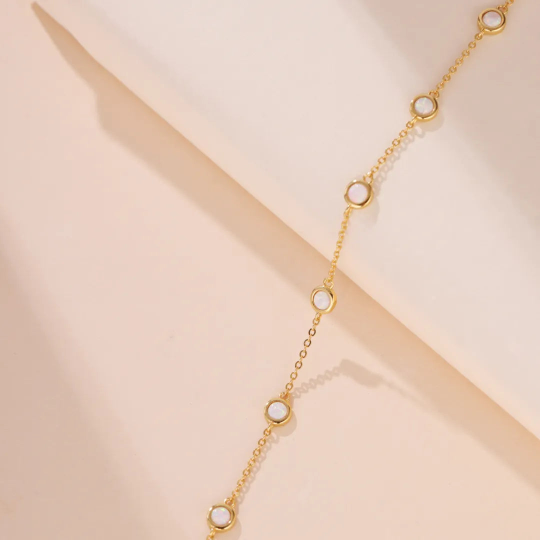 Armband Opal Weiß "Reiner Schnee" Gold Silber