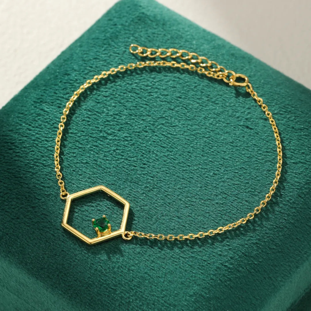 Bracelet Péridot "Brillance Céleste" Argent Doré Or