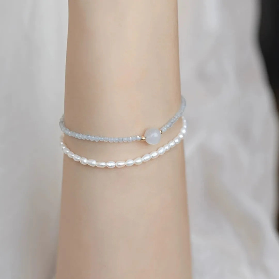 Armband Mondstein und Aquamarin "Ozeanruhe"