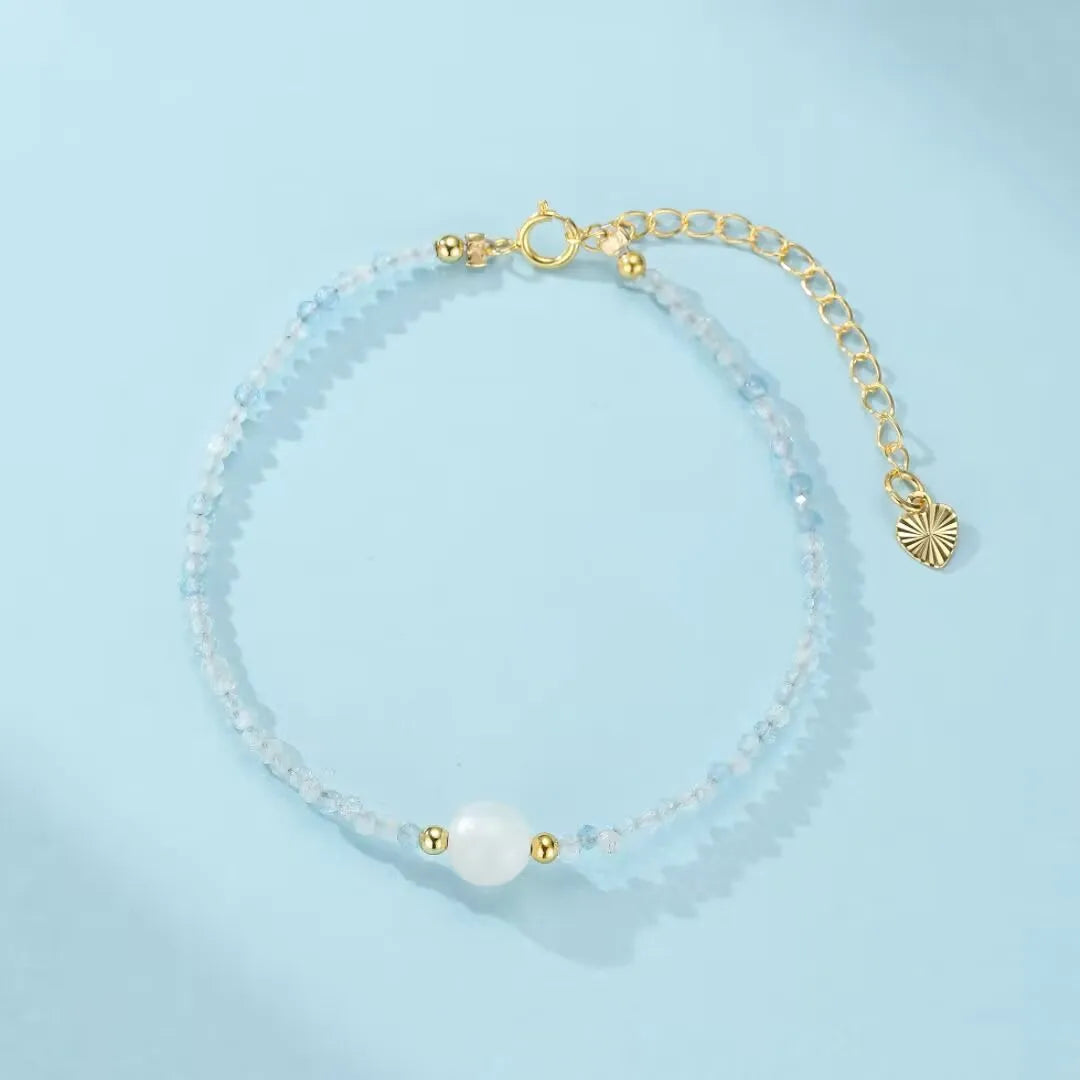 Armband Mondstein und Aquamarin "Ozeanruhe"