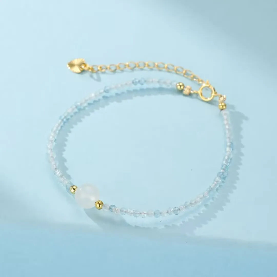 Armband Mondstein und Aquamarin "Ozeanruhe"