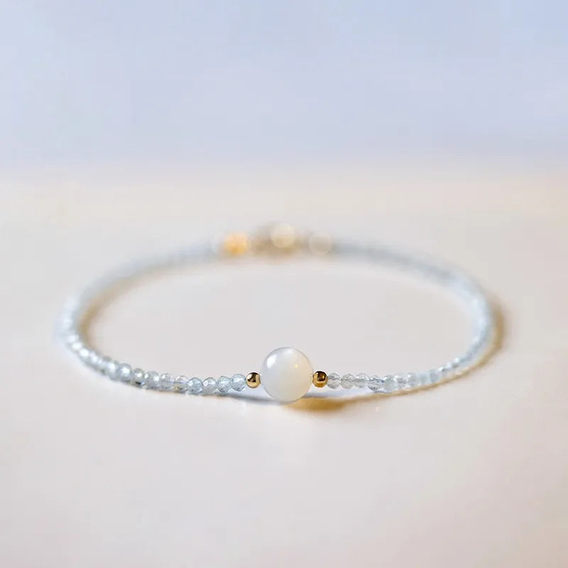 Armband Mondstein und Aquamarin "Ozeanruhe"