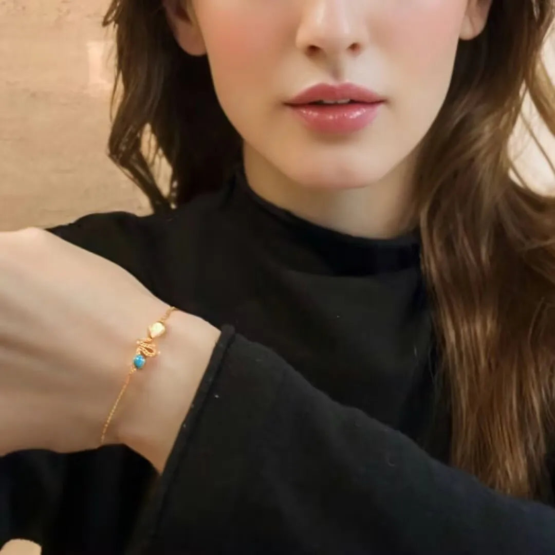 Schlangenarmband Türkis und Opal "Schlangencharme" Silber