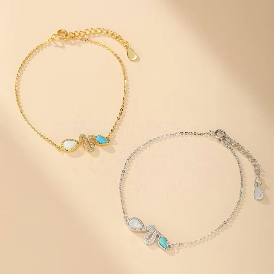 Schlangenarmband Türkis und Opal "Schlangencharme" Silber