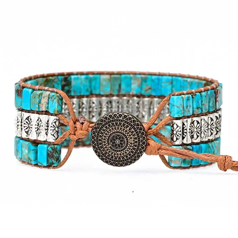 Bracelet Wrap Turquoise "Apaisement Naturel" Argent